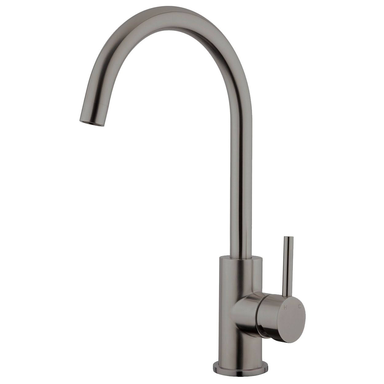 EcoMinimal Gooseneck Sink Mixer - Brushed Gunmetal (PVD)