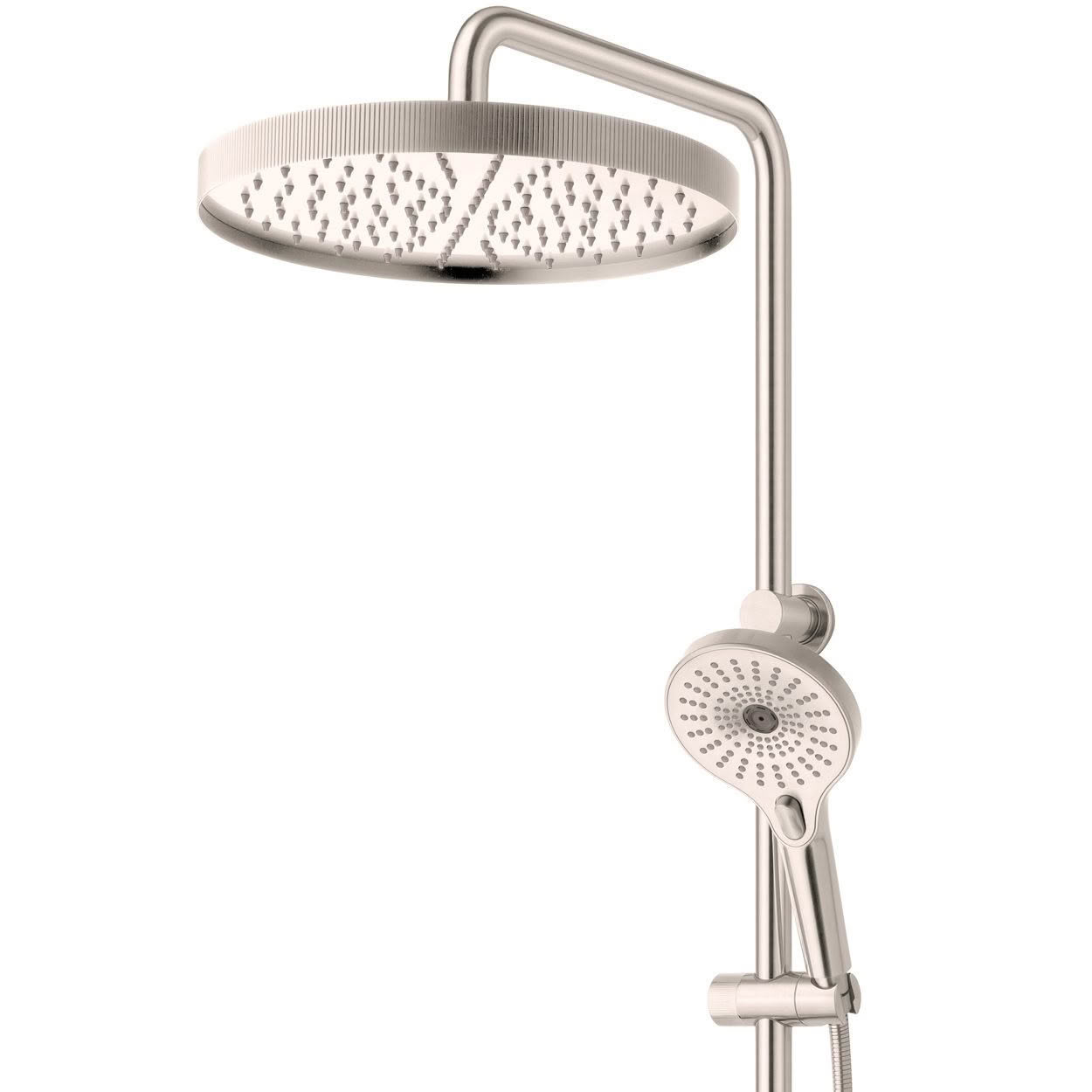 VOX73RSS Onyx Double Head Shower with grooved edge drencher in Brushed Stainless