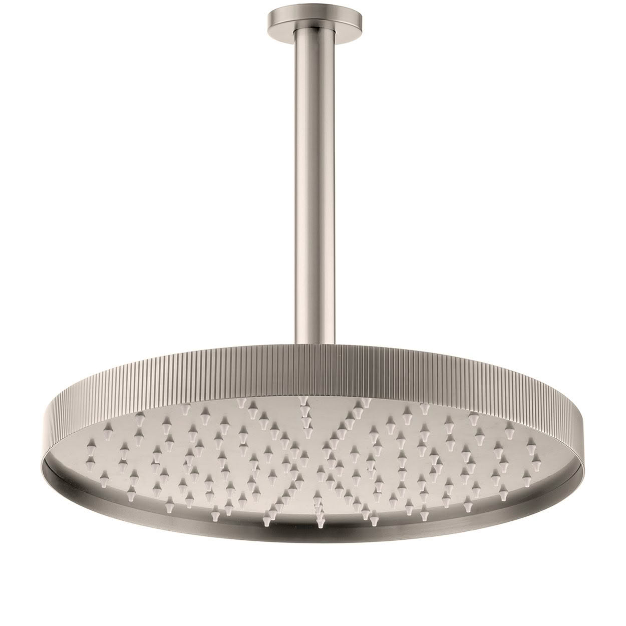 VOX81RCSS Onyx Ceiling Mounted Shower Drencher with grooved edge in Brushed Stainless