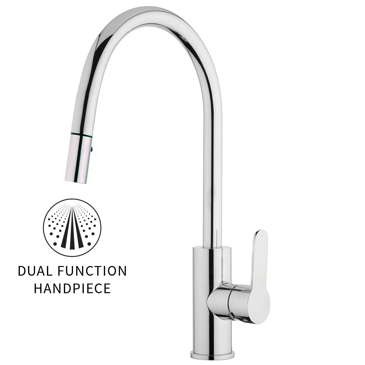VSF13CH Voda Gooseneck Pull Out Sink Mixer – Cold Start in Chrome